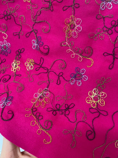 Fabulous Boho Chic Unbranded Pink Floral Embroidered Scarf One Size DC433
