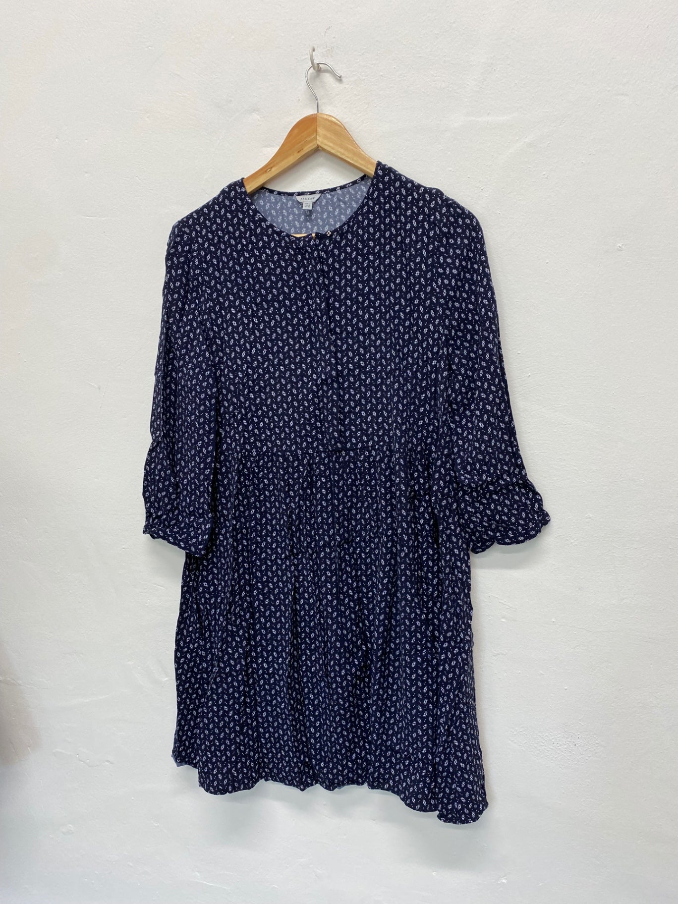Fabulous Jigsaw Smock swing patterned Dress UK12 Navy Classic DC433