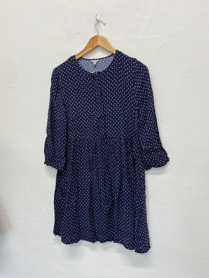 Fabulous Jigsaw Smock swing patterned Dress UK12 Navy Classic DC433