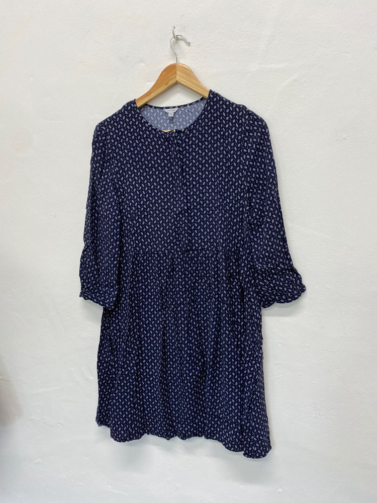 Fabulous Jigsaw Smock swing patterned Dress UK12 Navy Classic DC433