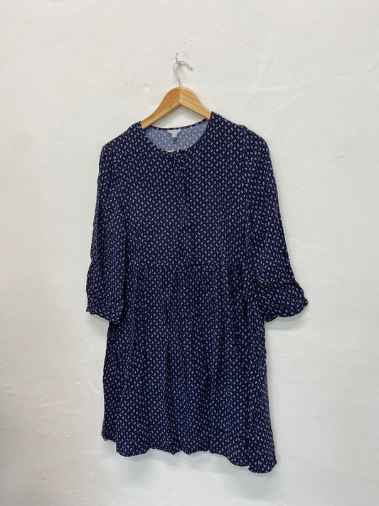 Fabulous Jigsaw Smock swing patterned Dress UK12 Navy Classic DC433