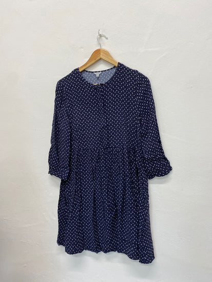 Fabulous Jigsaw Smock swing patterned Dress UK12 Navy Classic DC433