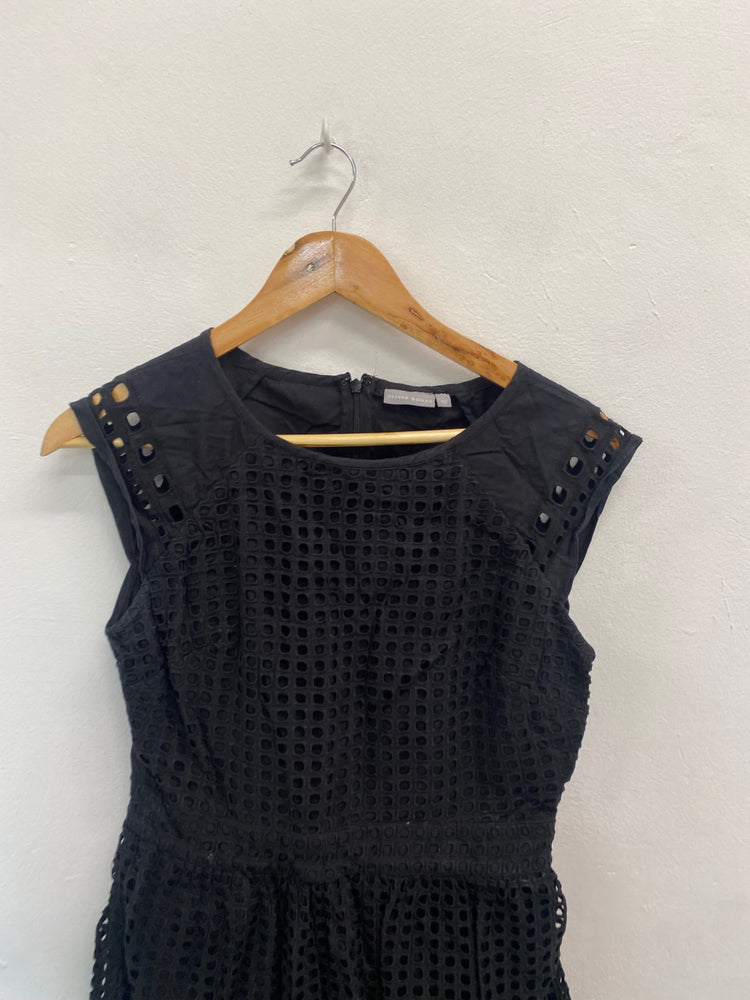 Fabulous Oliver Bonas Dress UK12 Black broderie summer DS002