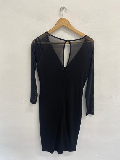 Fabulous Coast Dress Uk14 Black mesh sleeve formal DS432