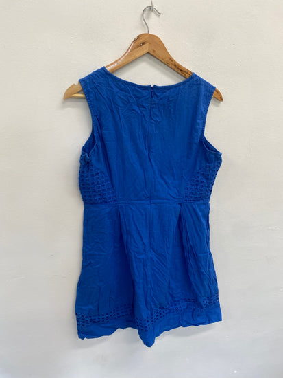 Fabulous Oliver Bonas Dress Uk14 Blue broderie DS002