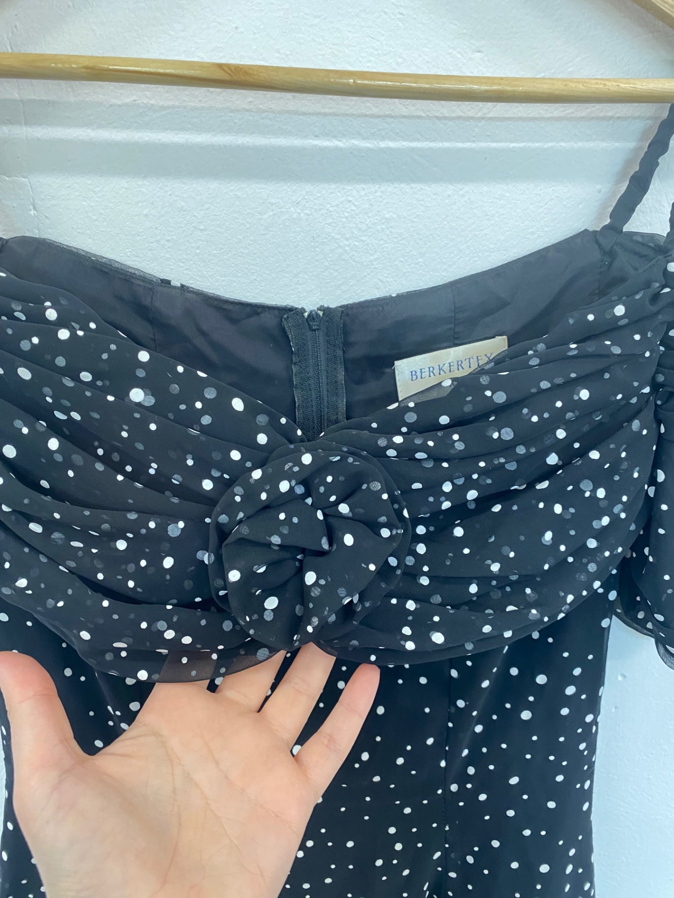 Fabulous Vintage Berkertex Black Polkadot Evening Dress UK10 DS002