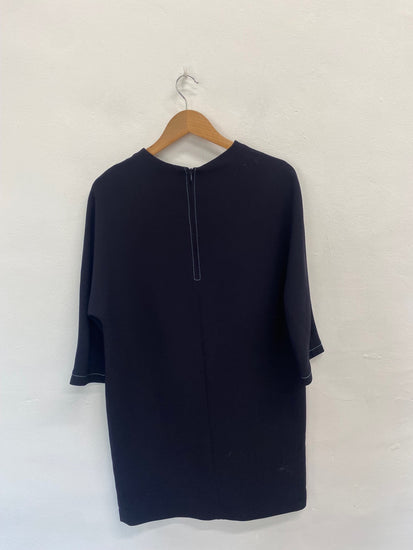 Fabulous JAEGER Dress UK12 Navy Blue formal office DC433