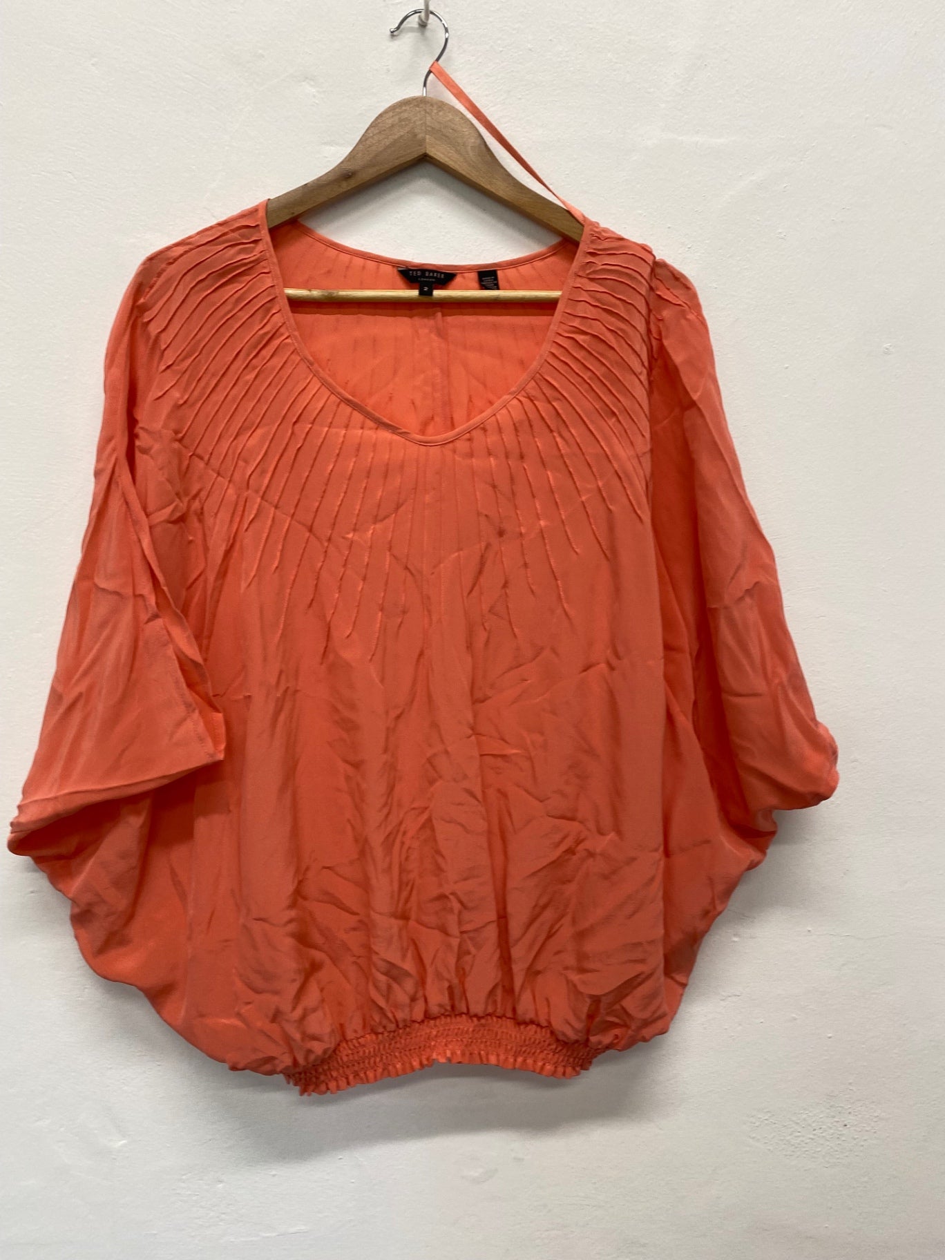 Fabulous Ted Baker gypsy silk Blouse UK10 Coral SC007