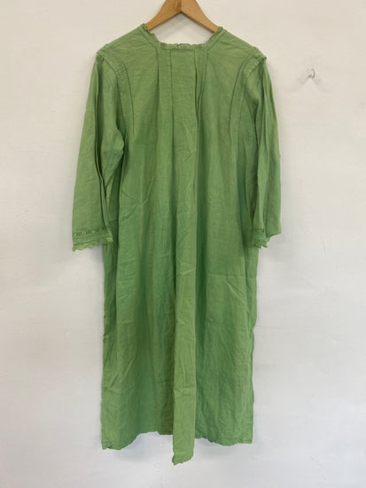 Boho Chic Unbranded Green Broderie Loose Fit Maxi Dress UK16 DC433