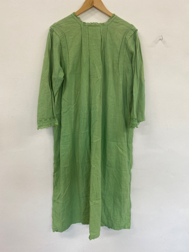 Boho Chic Unbranded Green Broderie Loose Fit Maxi Dress UK16 DC433