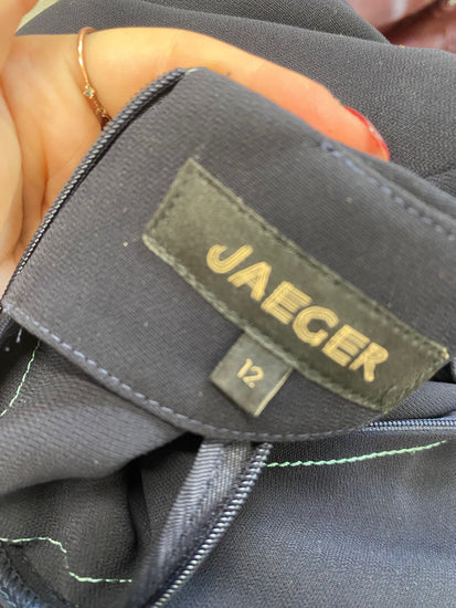 Fabulous JAEGER Dress UK12 Navy Blue formal office DC433