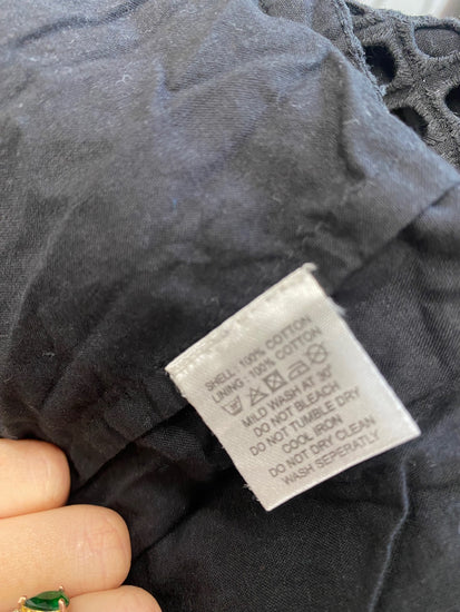 Fabulous Oliver Bonas Dress UK12 Black broderie summer DS002