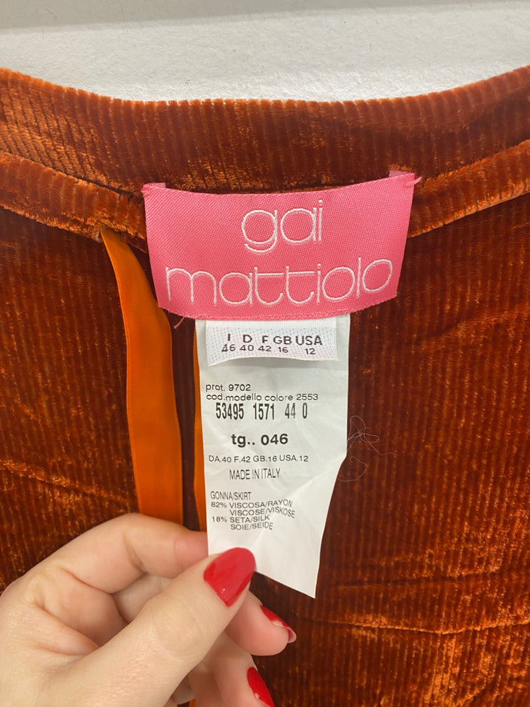 Fabulous Gai Mattiolo Orange Mix Velvet Ribbed Midi Skirt UK16 DC433