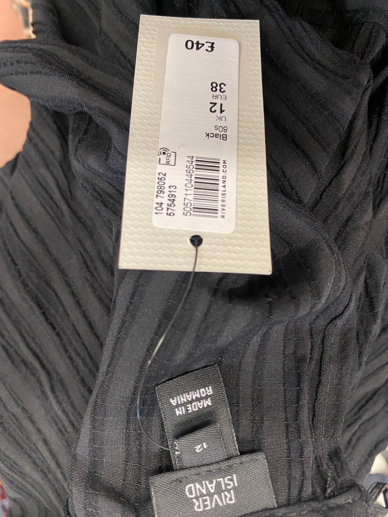 Fabulous River Island Dress UK 12 Black ruched midi open back SC007