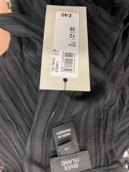 Fabulous River Island Dress UK 12 Black ruched midi open back SC007