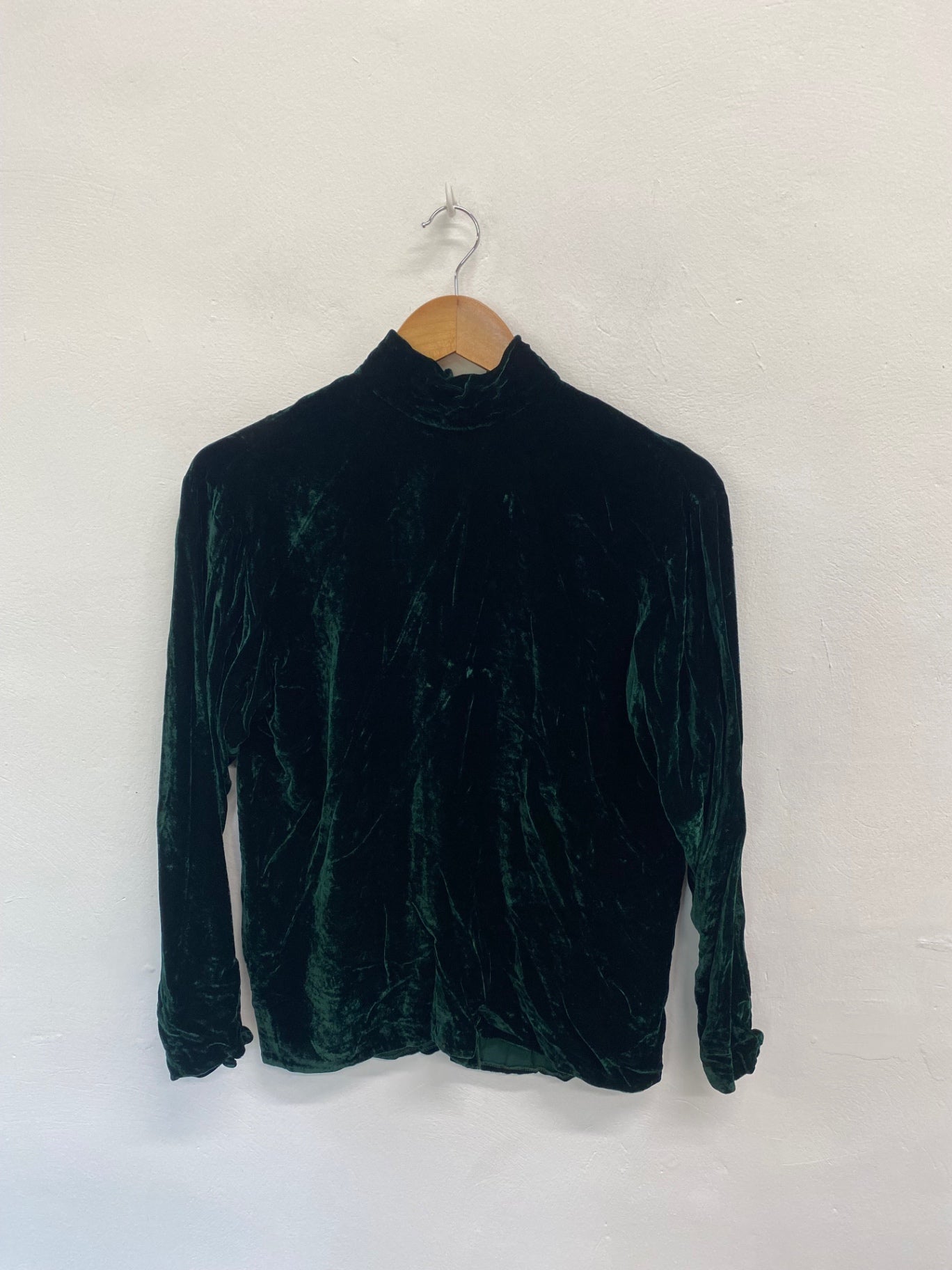 Fabulous Ralph Lauren Blouse UK8 Dark Green silk velvet look DC433