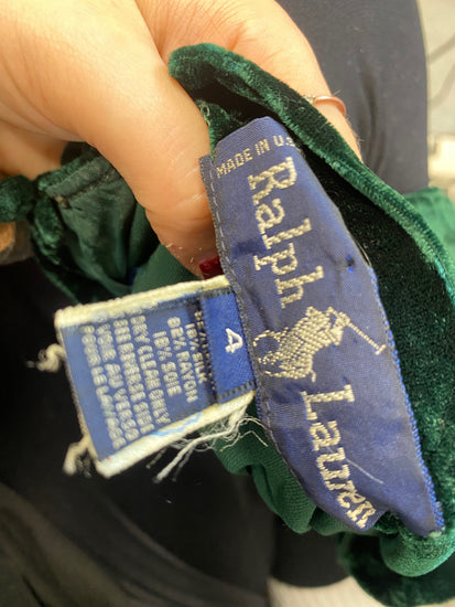 Fabulous Ralph Lauren Blouse UK8 Dark Green silk velvet look DC433