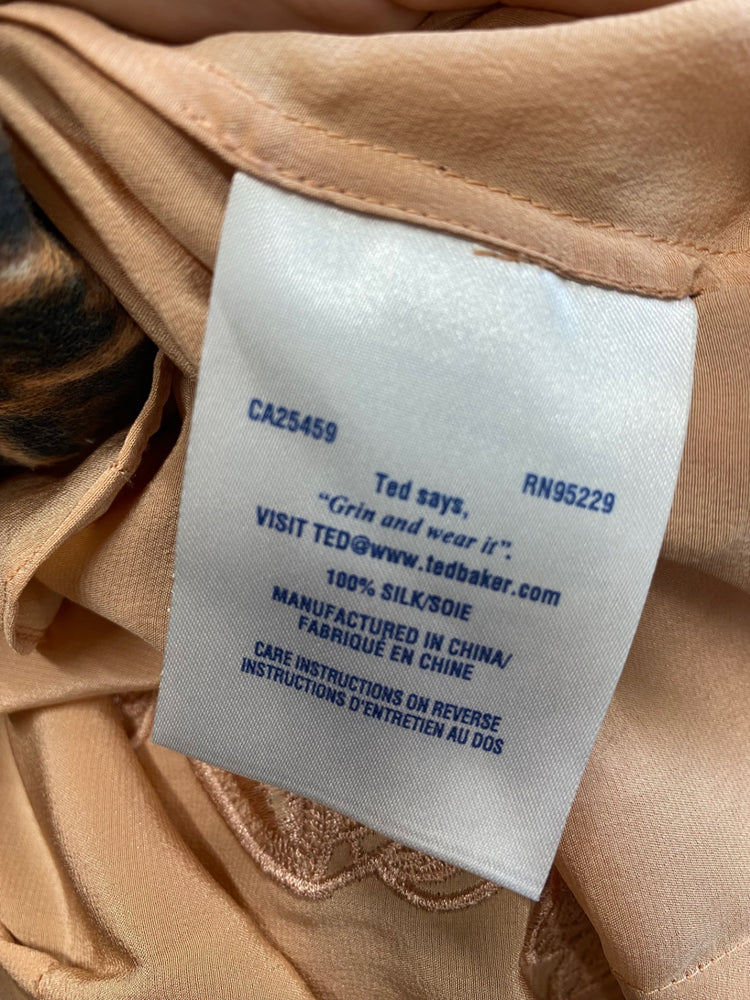 Fabulous Ted Baker Blouse UK10-12 Apricot silk embroidered SC007