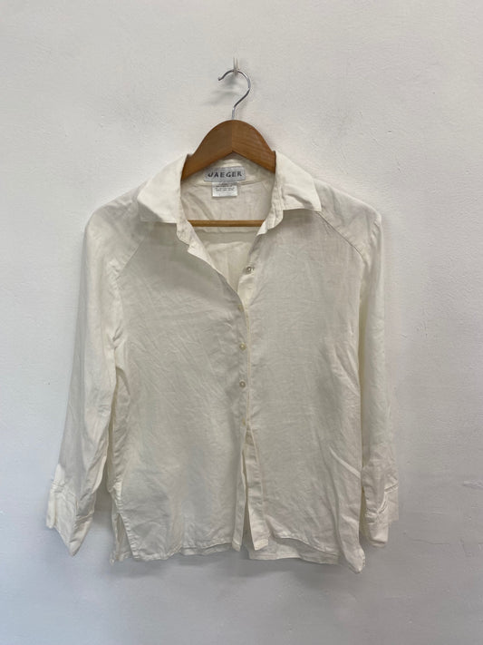 Fabulous JAEGER Shirt UK16 Cream linen holiday vibe DC433