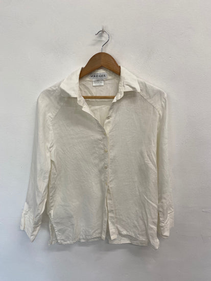 Fabulous JAEGER Shirt UK16 Cream linen holiday vibe DC433