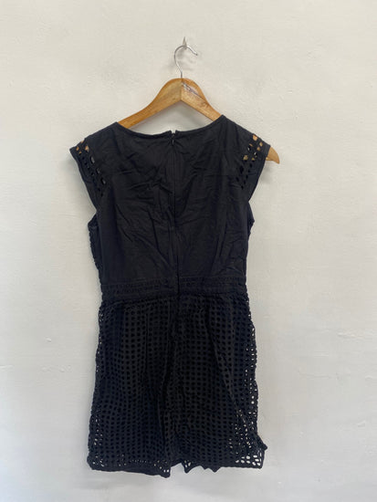 Fabulous Oliver Bonas Dress UK12 Black broderie summer DS002