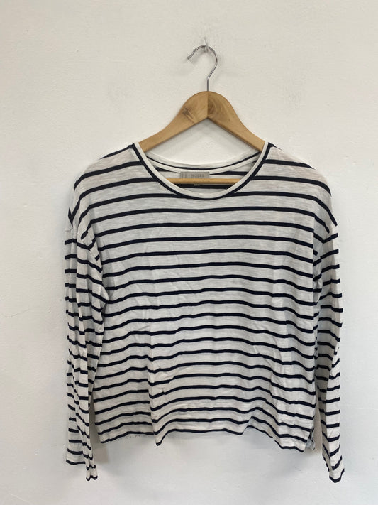 Fabulous Hobbs White & Navy Nautical Stripe Top UK M DC433