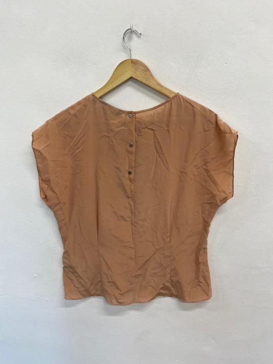 Fabulous Ted Baker Blouse UK10-12 Apricot silk embroidered SC007