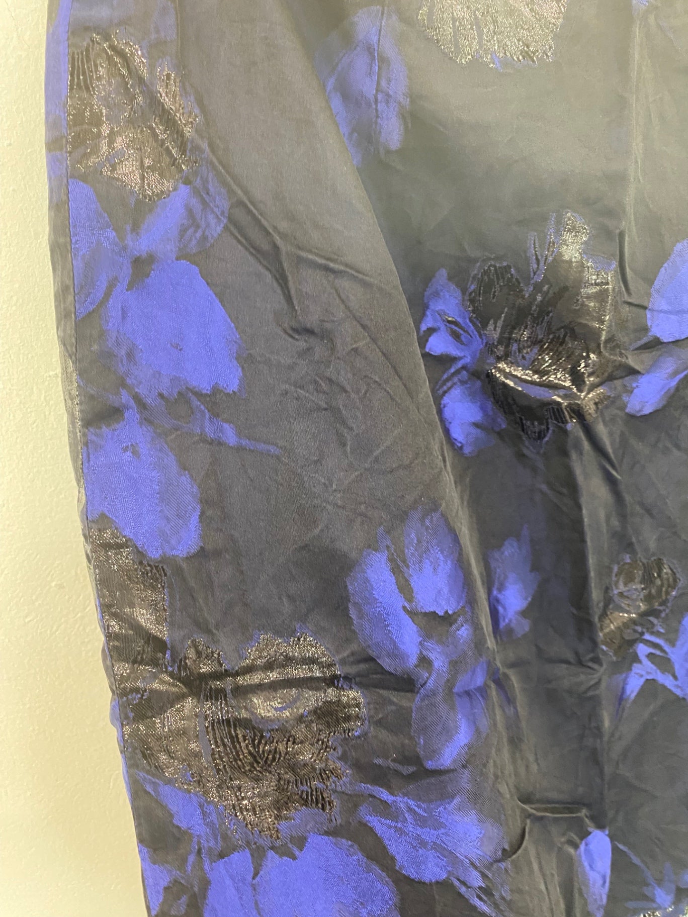 Fabulous Truce Black & Royal Blue Floral Jacquard Midi Skirt UK12 DC433