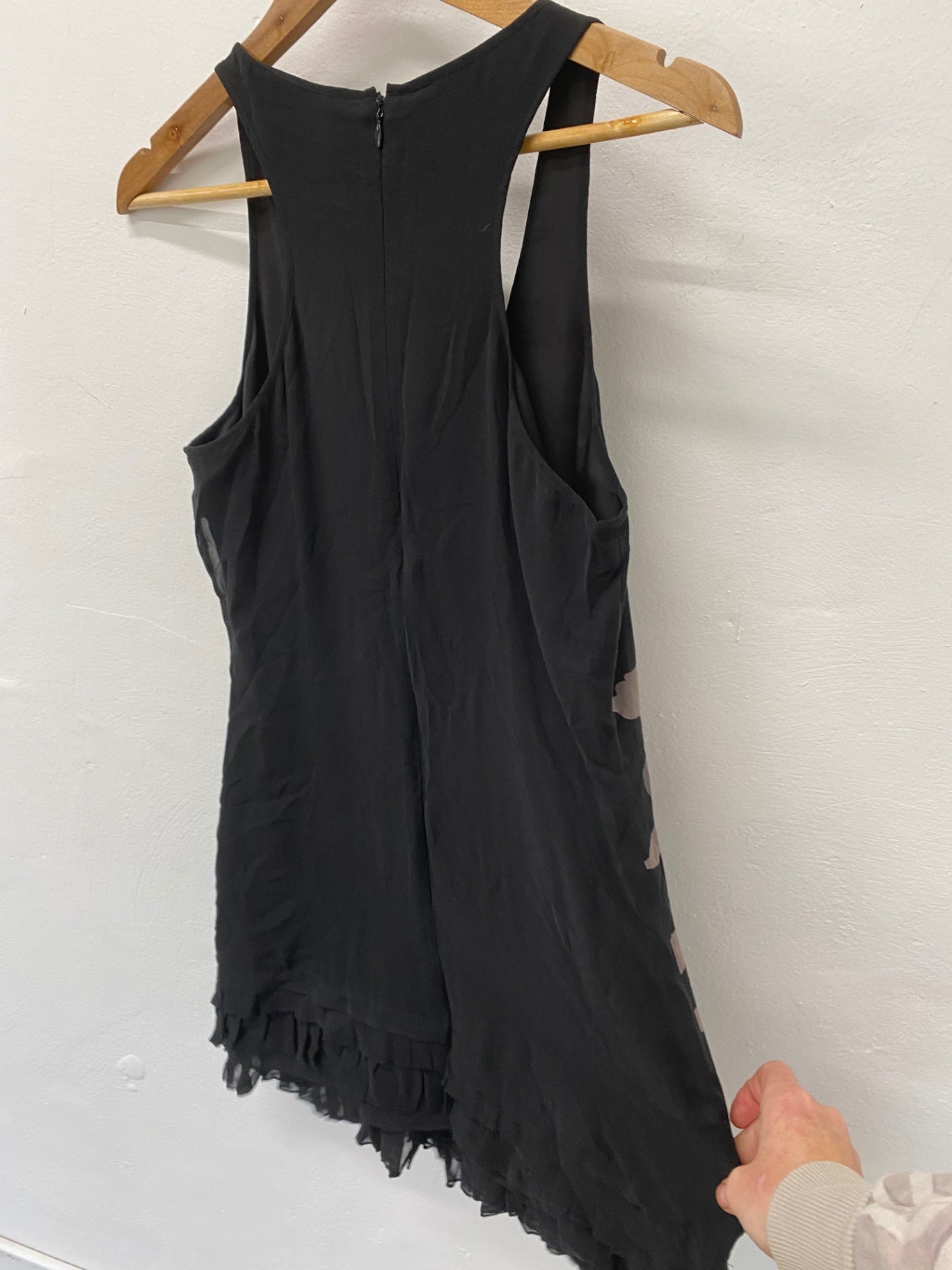 Fabulous Ted Baker 1920’s vibes retro silk  Dress UK12 Black Ruffles party SC007