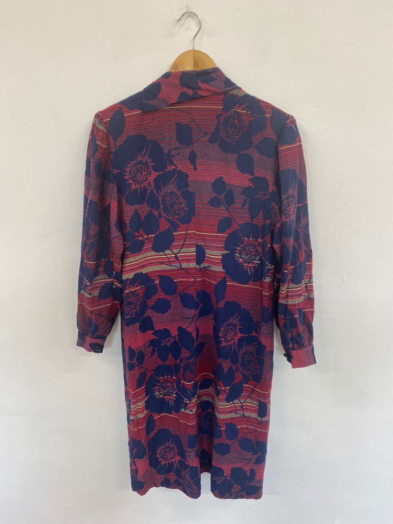 Fabulous Unbranded Red & Navy Floral Cowl Neck Midi Dress UK14 DC433