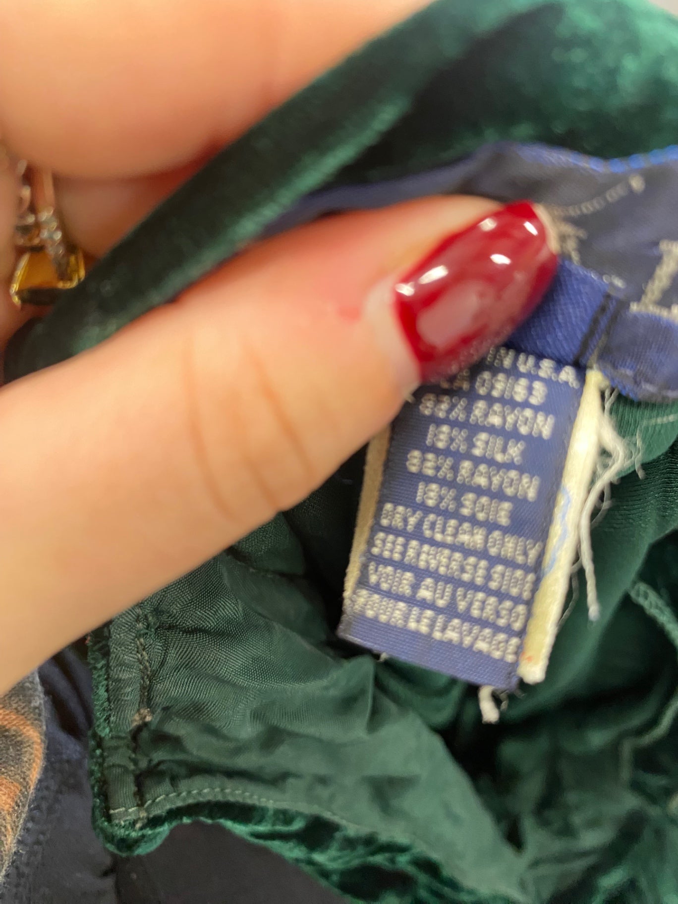 Fabulous Ralph Lauren Blouse UK8 Dark Green silk velvet look DC433