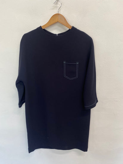 Fabulous JAEGER Dress UK12 Navy Blue formal office DC433