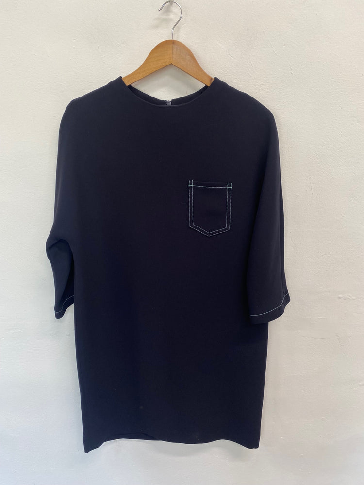 Fabulous JAEGER Dress UK12 Navy Blue formal office DC433