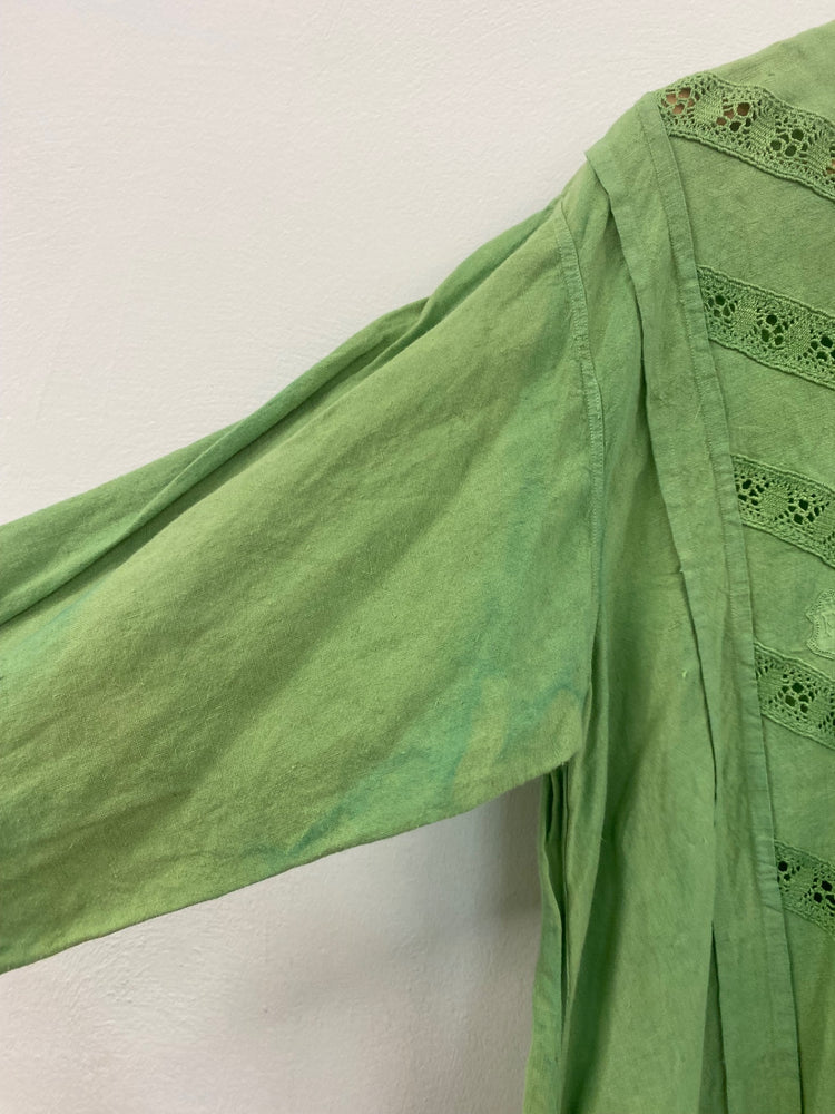 Boho Chic Unbranded Green Broderie Loose Fit Maxi Dress UK16 DC433