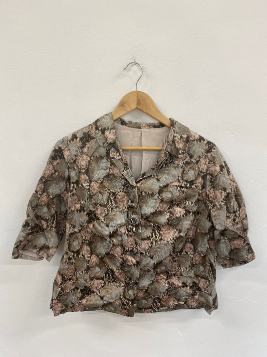 Fabulous Unbranded Vintage Feather Artsy Blouse UK16 DC433