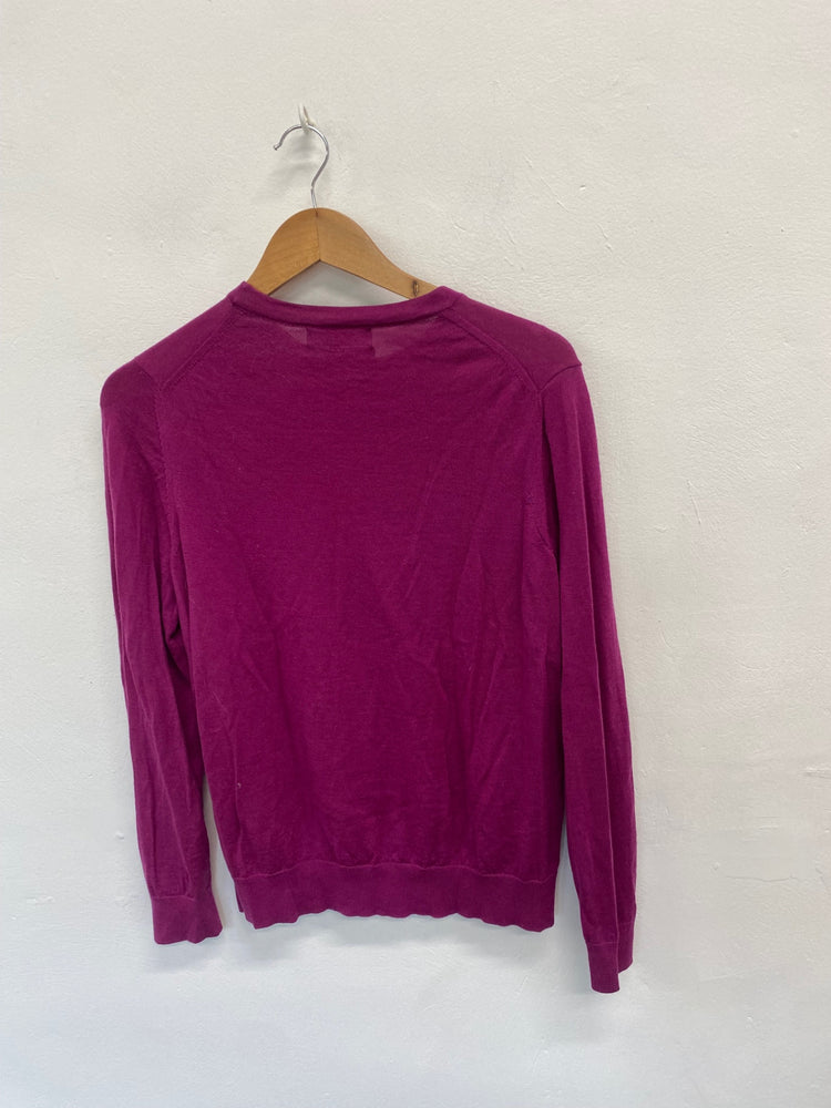 Fabulous M&S Sweater UK12 Magenta wool jumper DC433