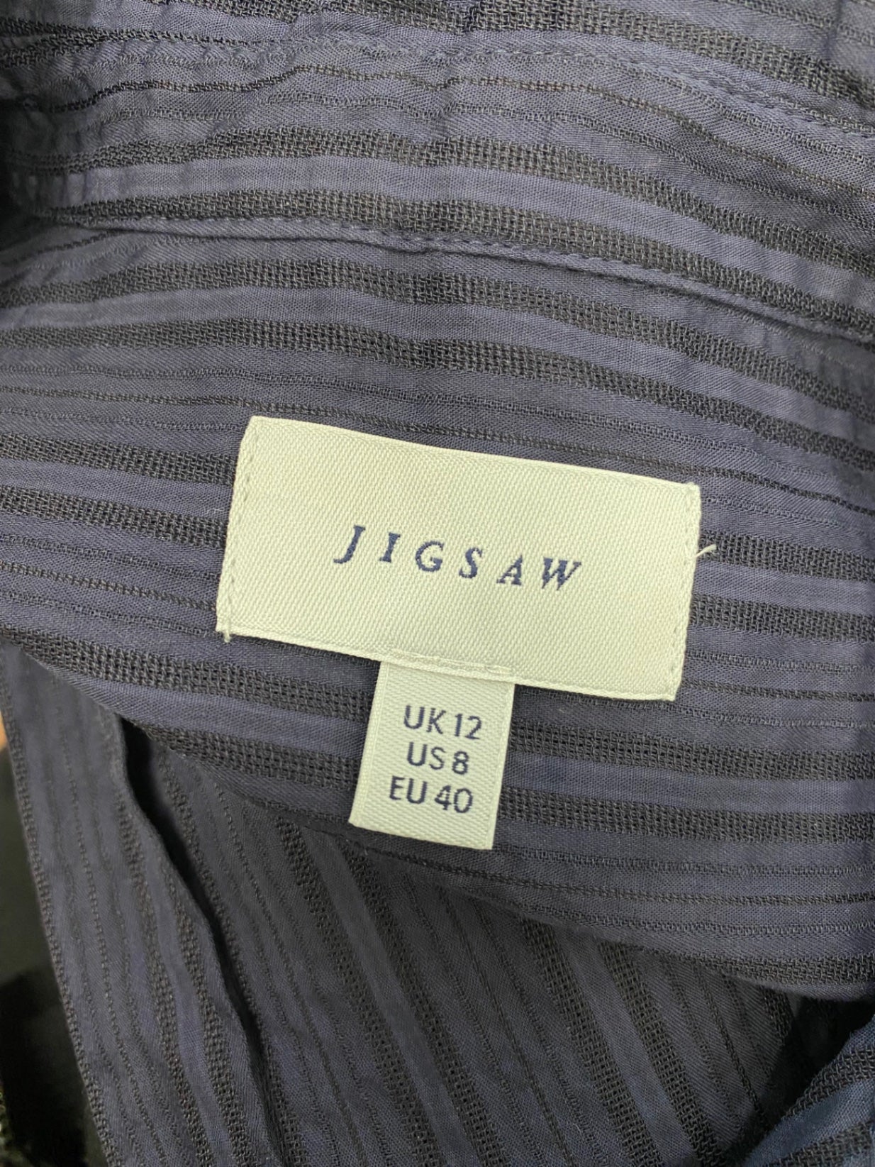 Fabulous Jigsaw Shirt UK12 Blue mesh striped DC433