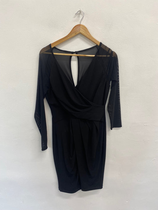 Fabulous Coast Dress Uk14 Black mesh sleeve formal DS432