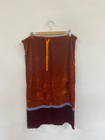 Fabulous Gai Mattiolo Orange Mix Velvet Ribbed Midi Skirt UK16 DC433