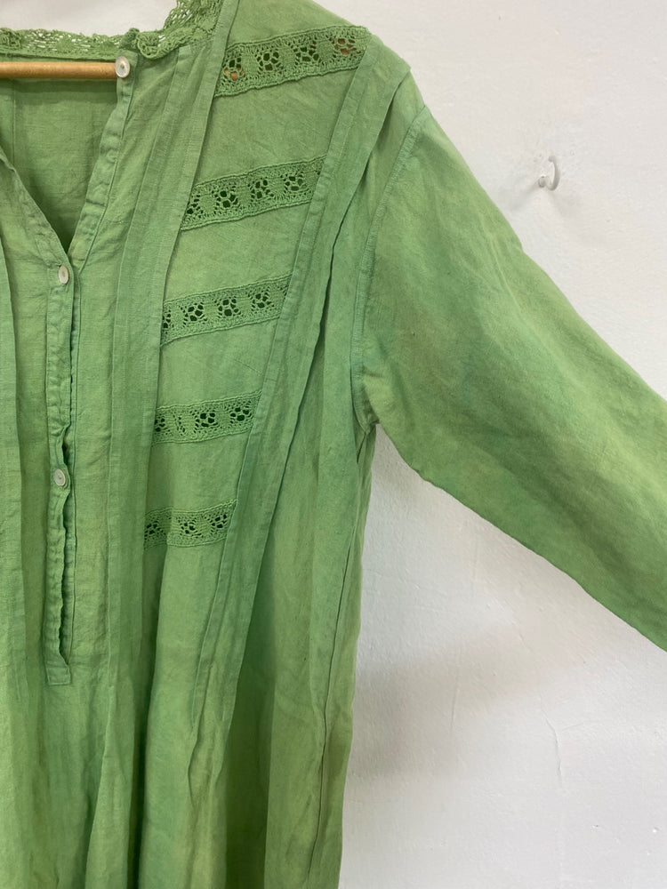 Boho Chic Unbranded Green Broderie Loose Fit Maxi Dress UK16 DC433