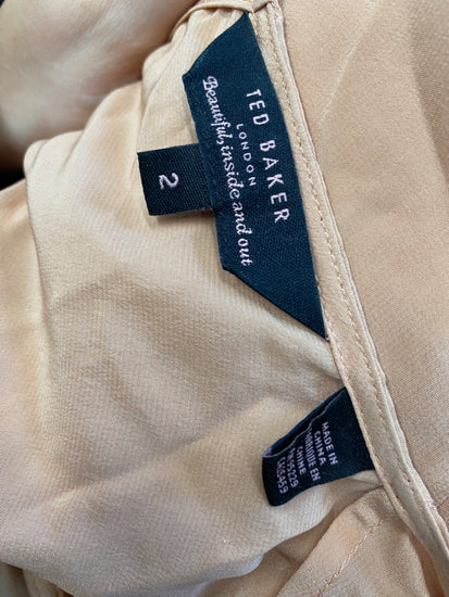 Fabulous Ted Baker Blouse UK10-12 Apricot silk embroidered SC007