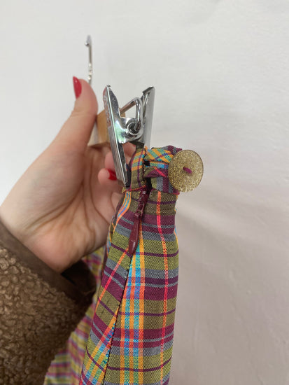 Boho Chic Indian Silk Check Maxi Skirt UK14-16 DC433