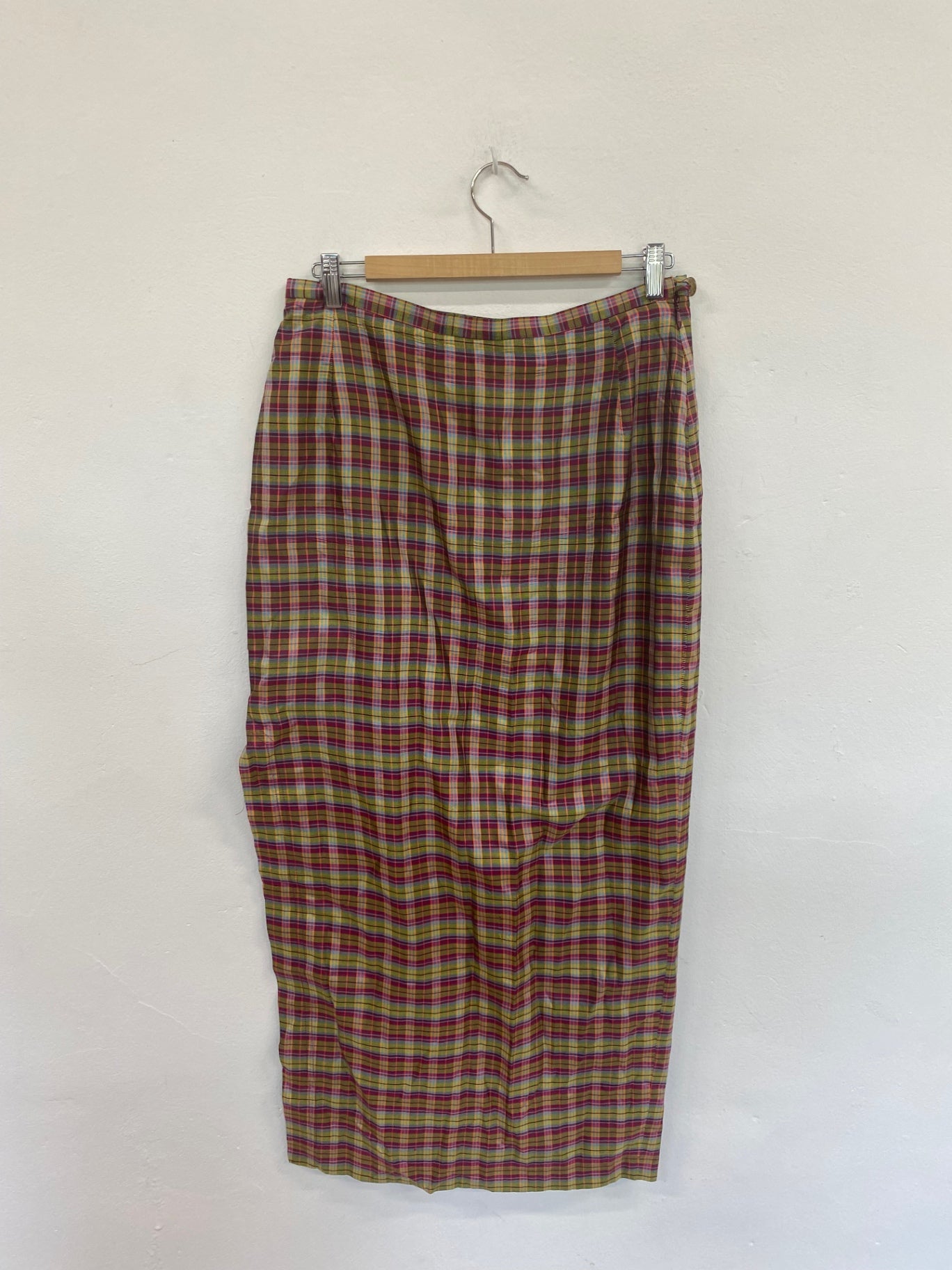 Boho Chic Indian Silk Check Maxi Skirt UK14-16 DC433