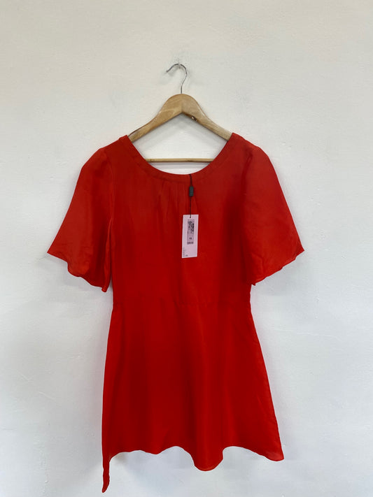 Fabulous M&S Red Silk Mini Dress UK12 AF001
