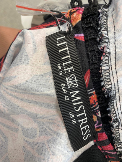 Fabulous Little mistress Midi Dress UK 14 Multicolour Artsy Paisley pink race day HK001