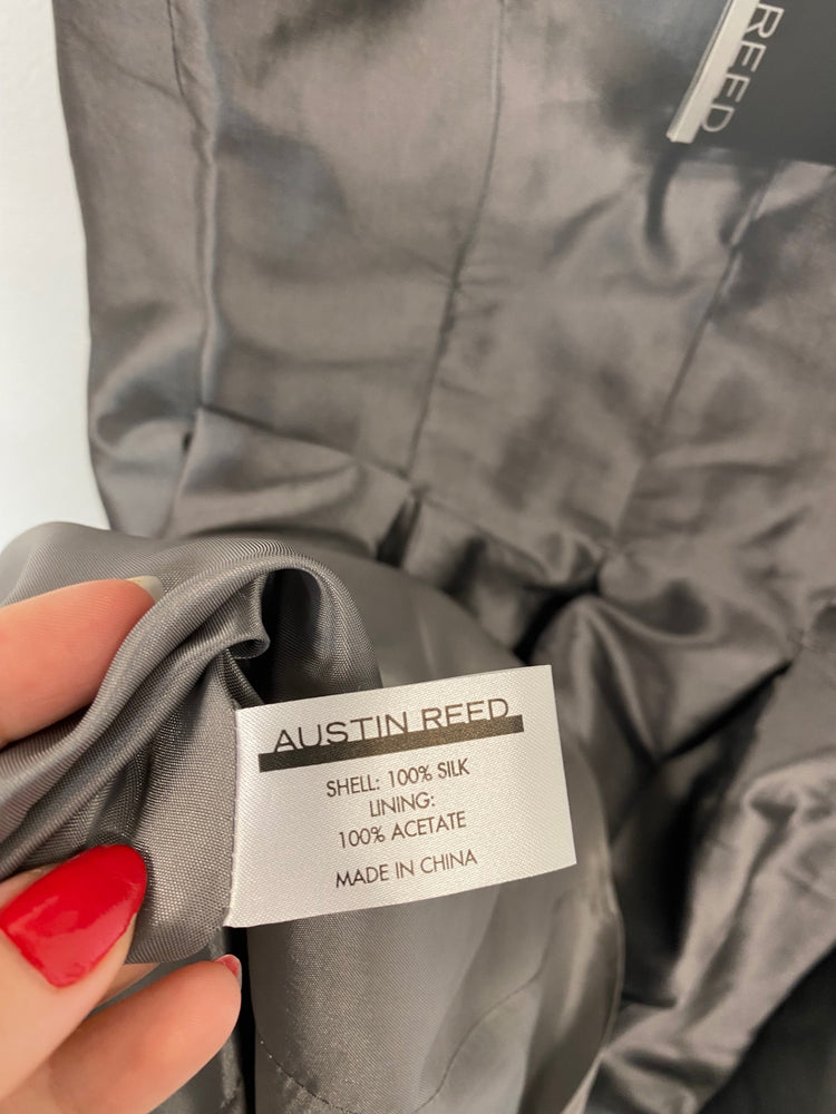 Fabulous Austin Reed Silk Silver Midi Dress UK10 AF001