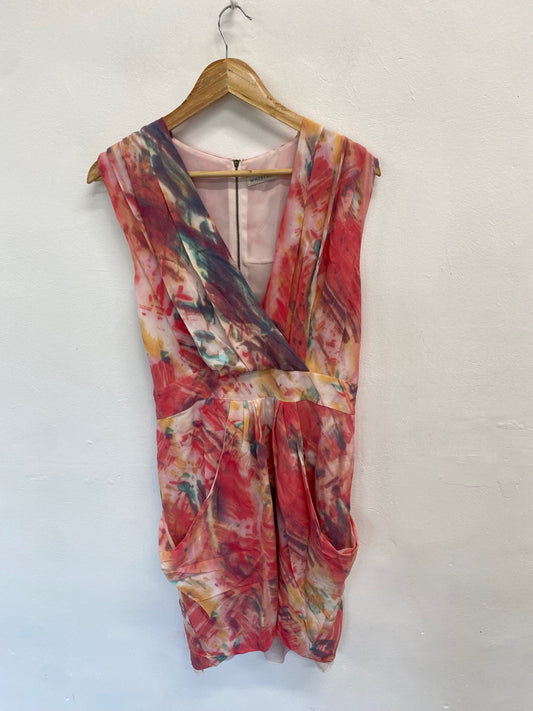 Fabulous Whistles Dress UK 8 Multicolor floral pink silk AF001