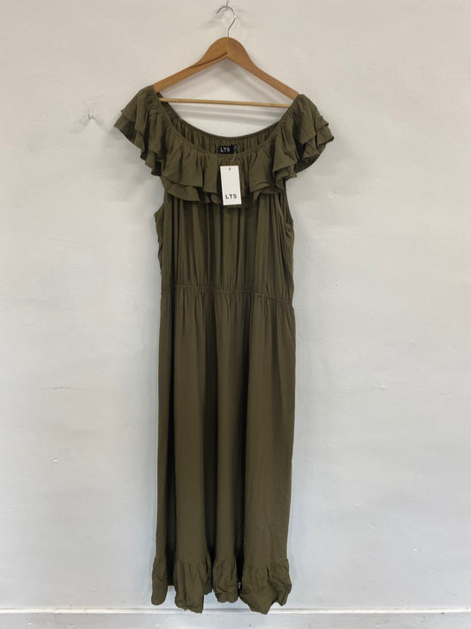 Boho Chic LTS Olive Green Bardot Maxi Dress UK26-28 SB001