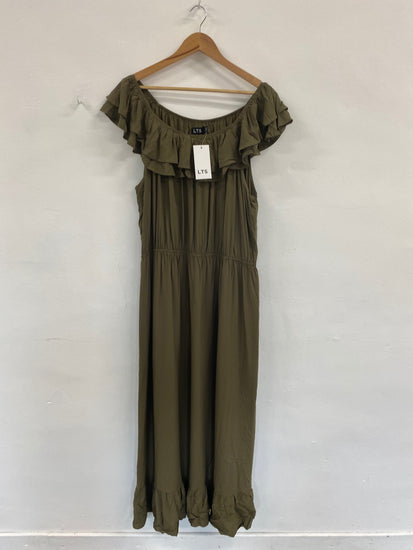 Boho Chic LTS Olive Green Bardot Maxi Dress UK26-28 SB001