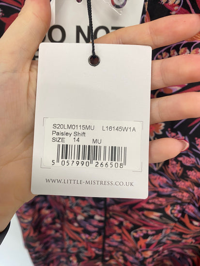 Fabulous Little mistress Midi Dress UK 14 Multicolour Artsy Paisley pink race day HK001